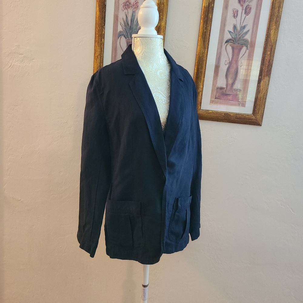 J. Jill Navy Blue Jacket/Blazer - Size Petite Medium